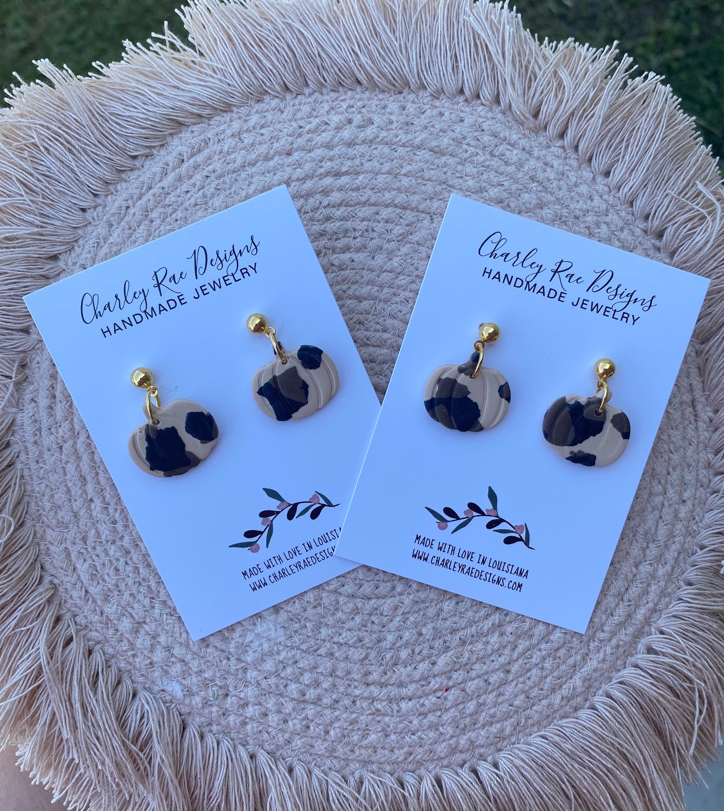 Cheetah print pumpkin dangles