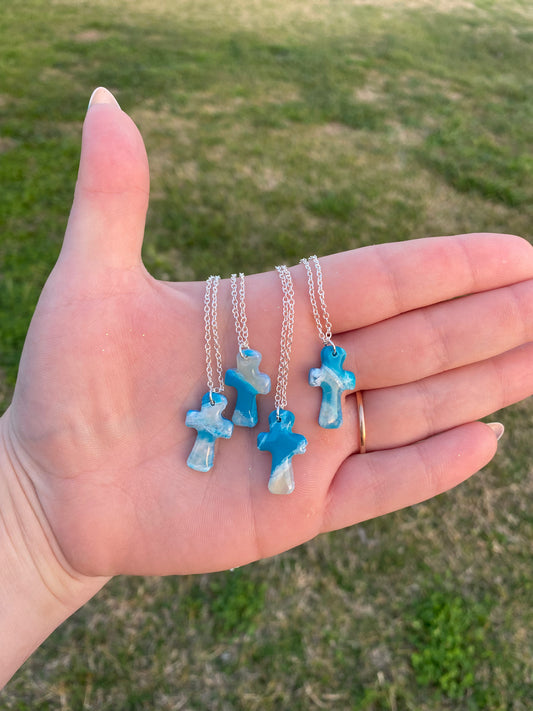 Ocean Blues Cross necklace