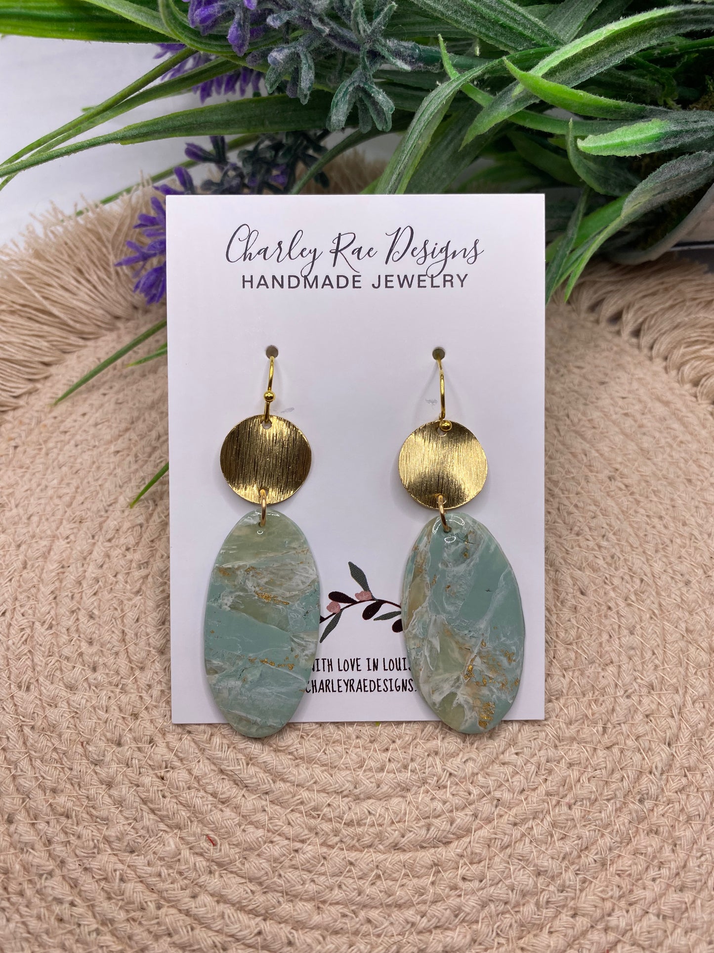 Dreamy sage oval dangles