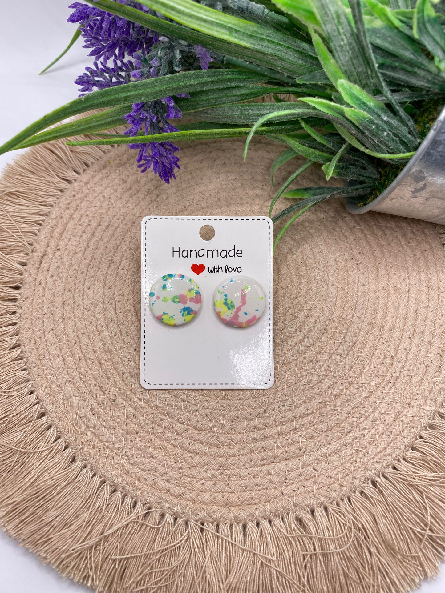 Confetti Jumbo Studs-White