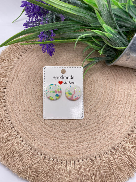 Confetti Jumbo Studs-White