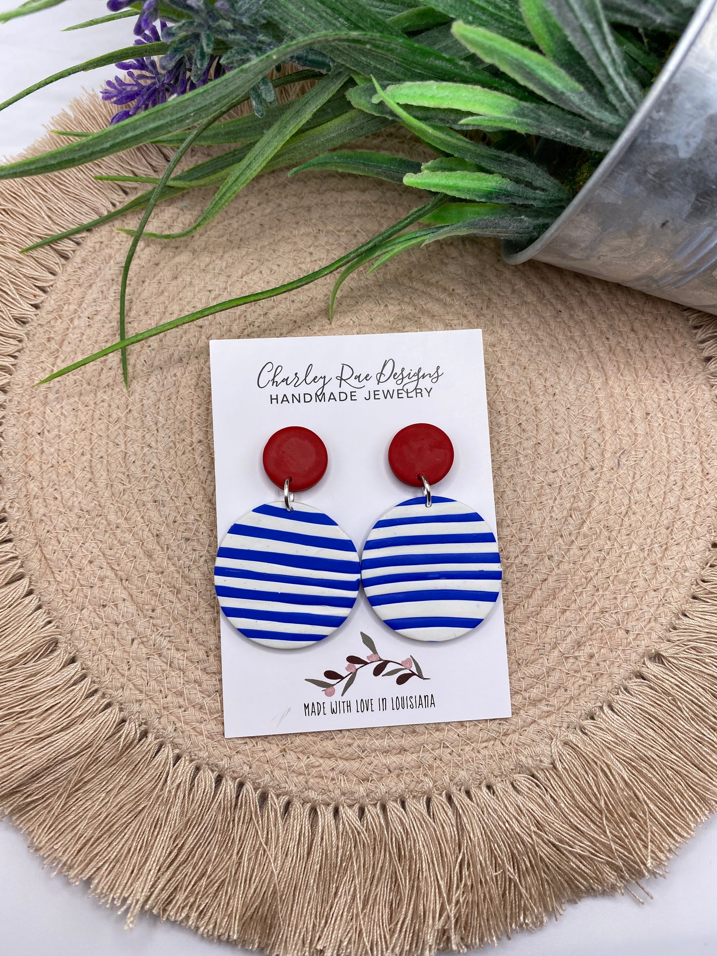 Circle dangles-Red, White, Blue