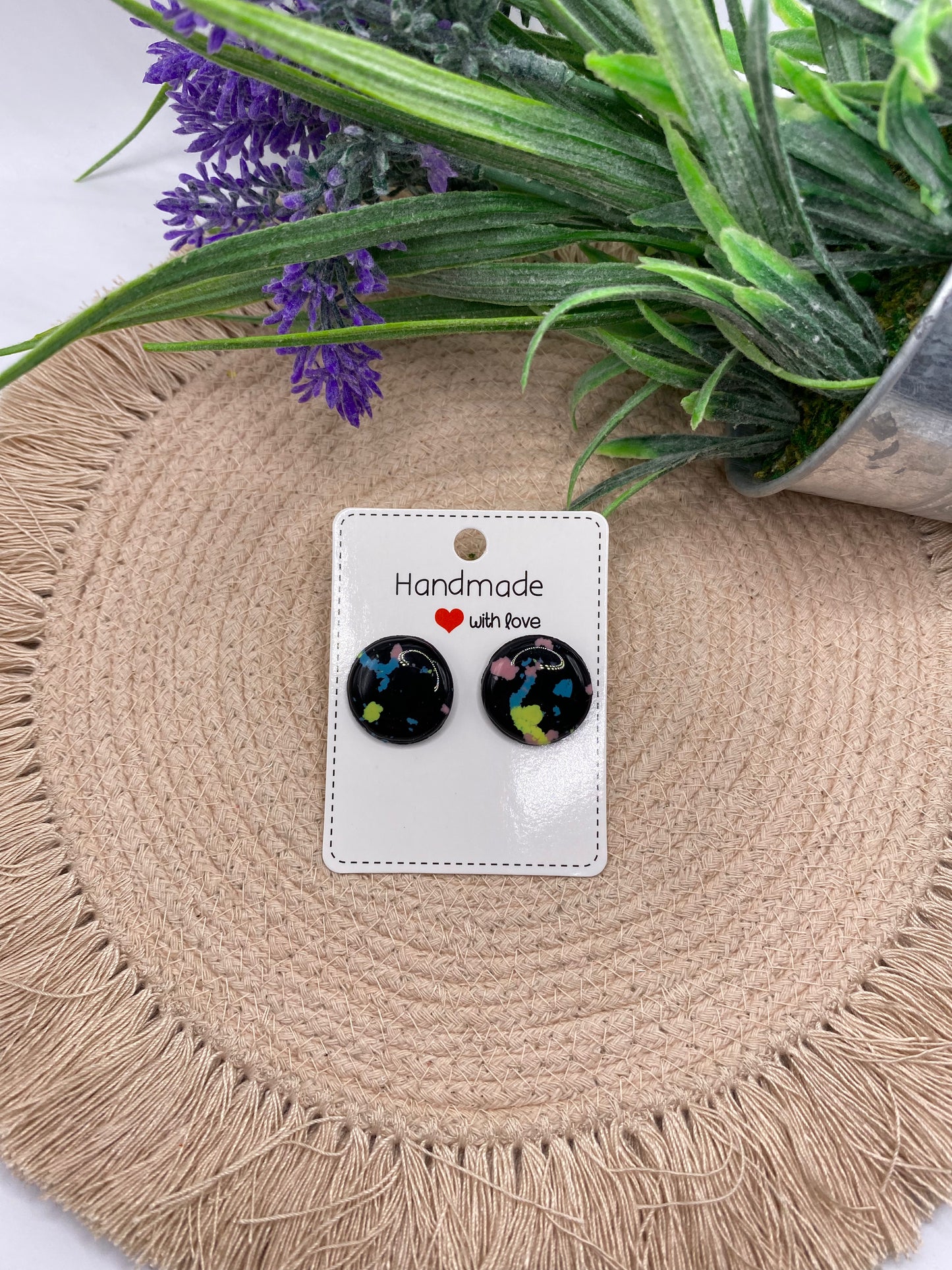 Confetti Jumbo Studs-Black
