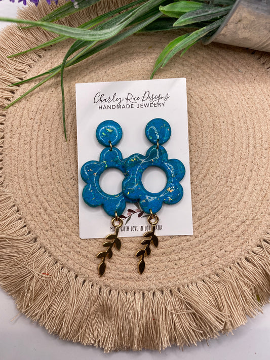 Daisy dangles-Peacock Blue Opal