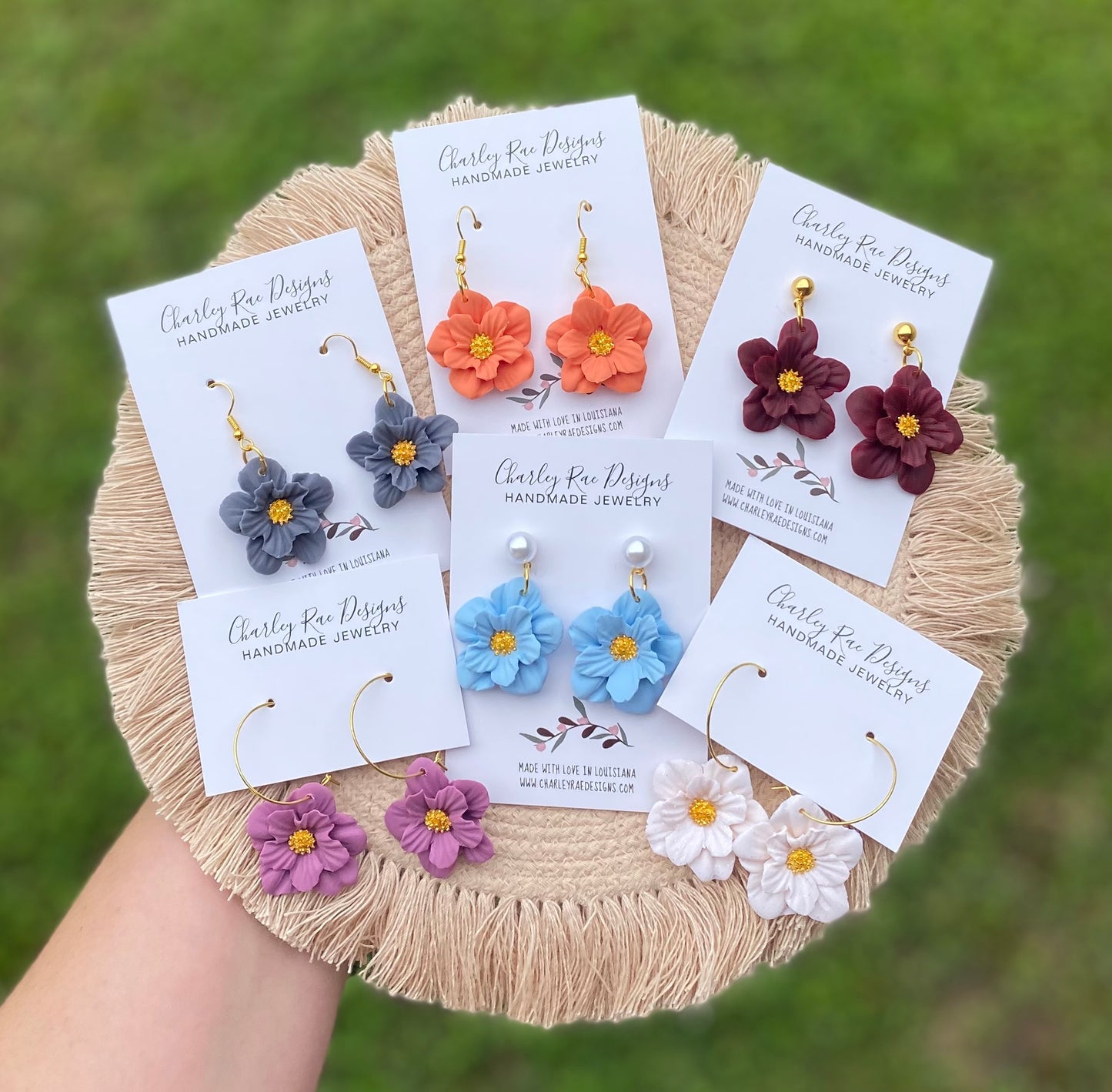 Dahlia flower earrings