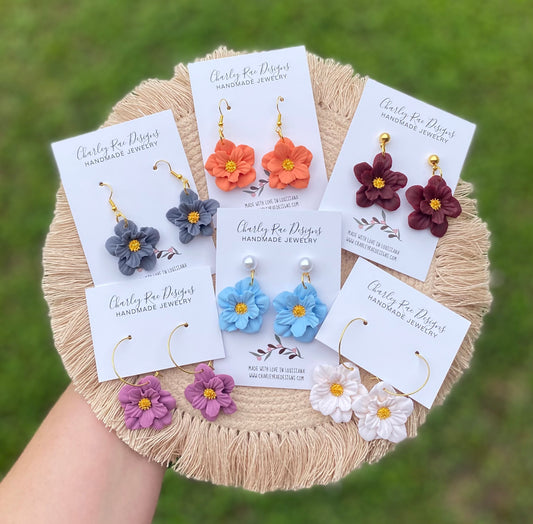 Dahlia flower earrings