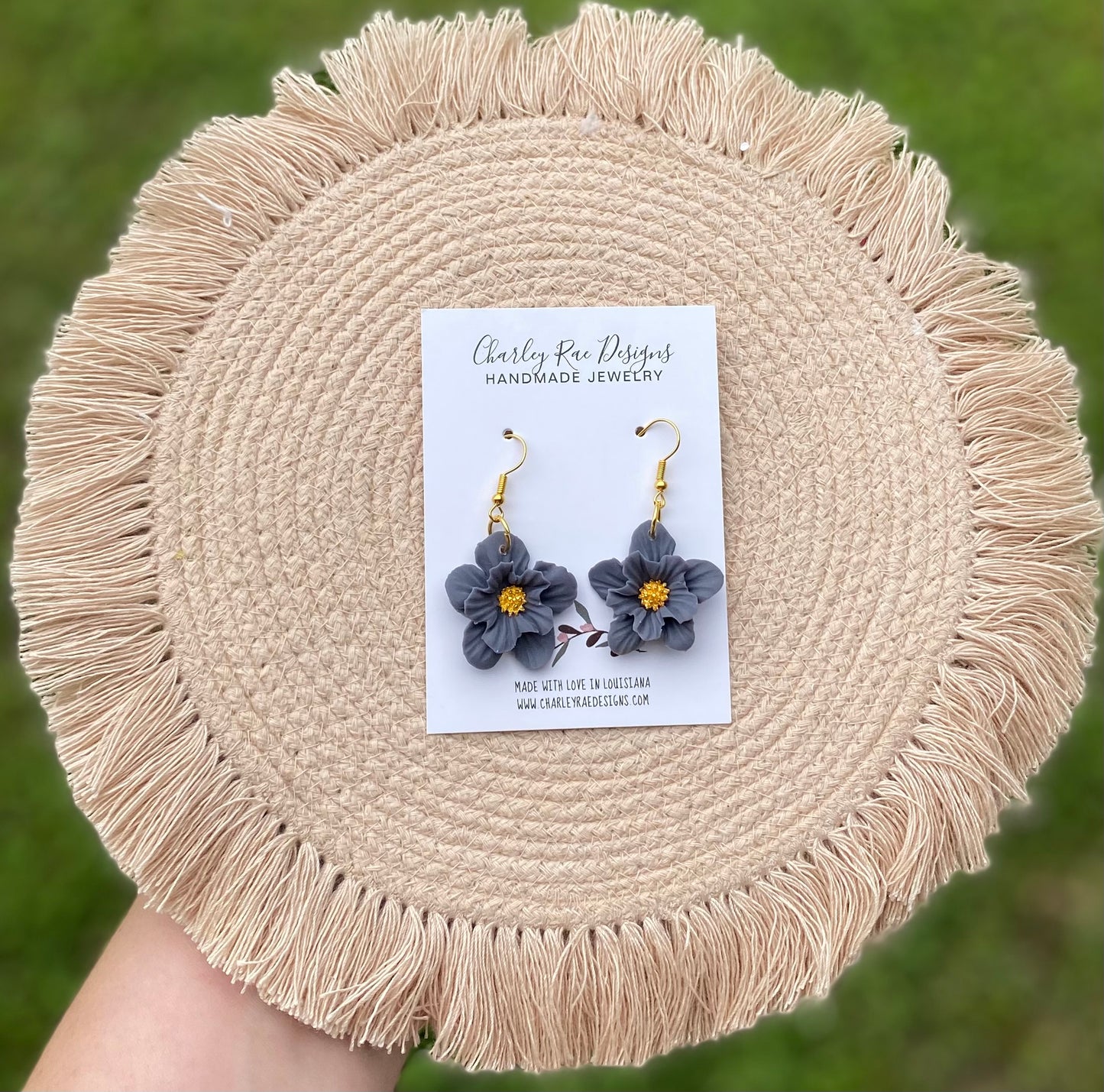 Dahlia flower earrings