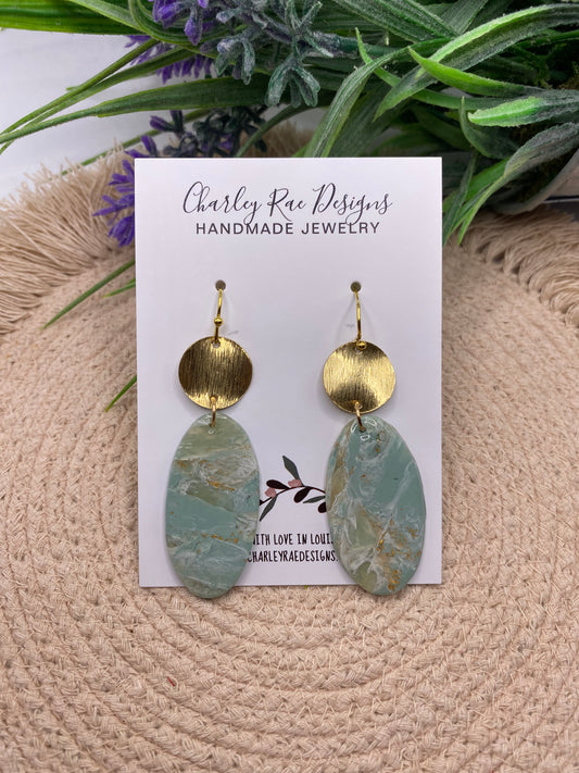 Dreamy sage oval dangles