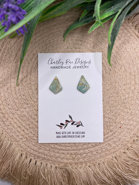 Dreamy Sage Diamond shape studs