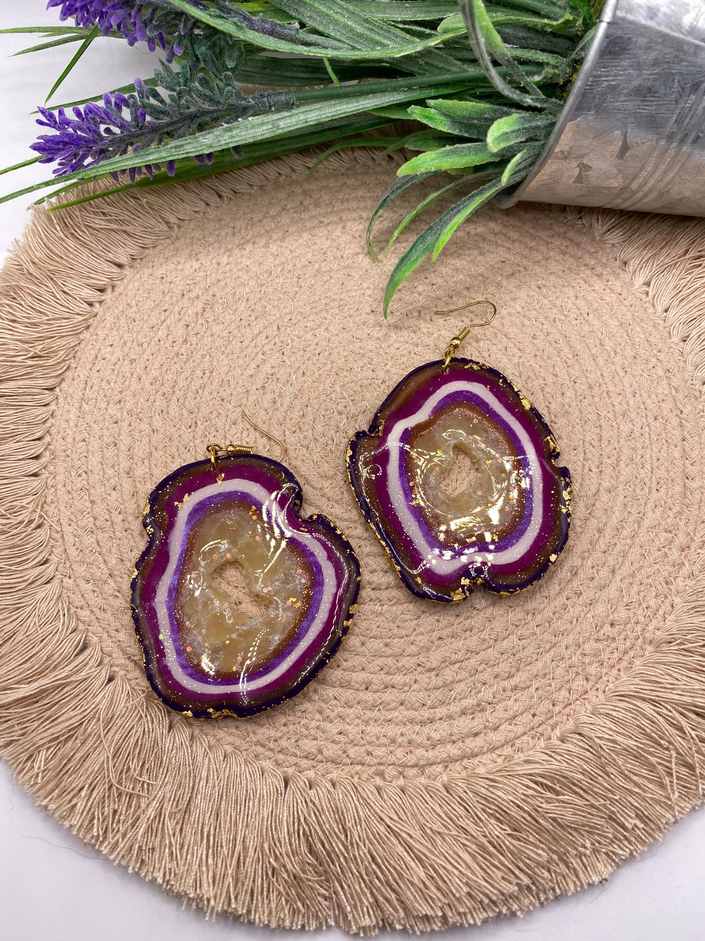 Purple Agate/geode Earrings