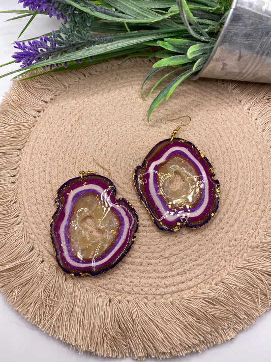 Purple Agate/geode Earrings