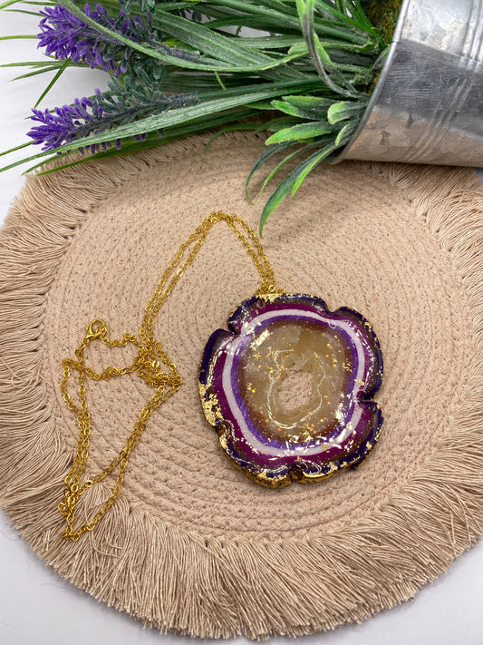 Purple agate/geode necklace