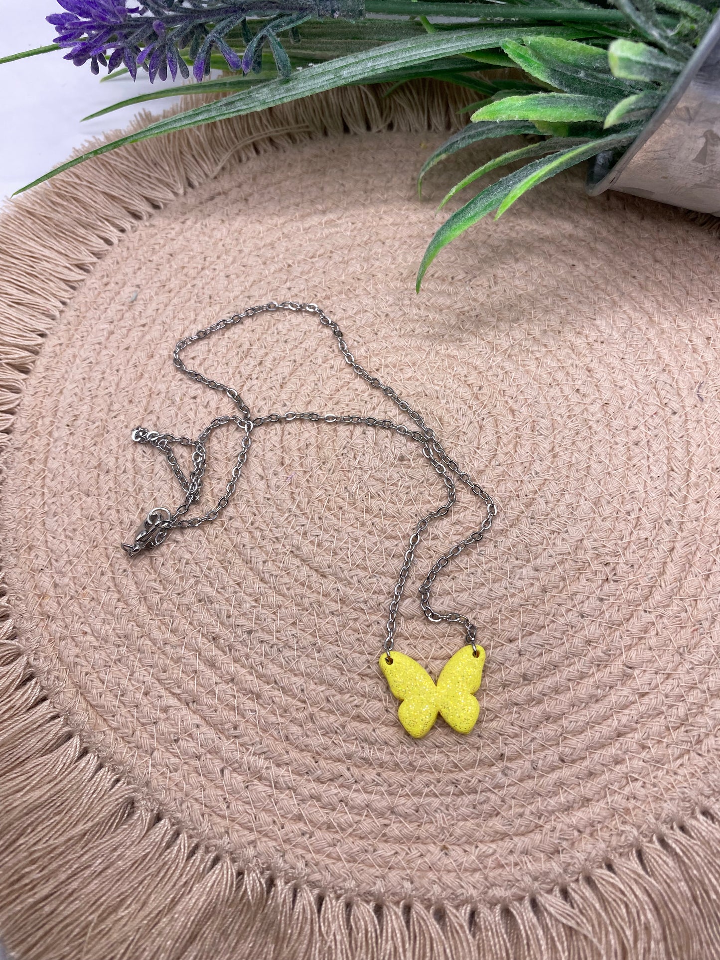 Butterfly necklace-Yellow Shimmer