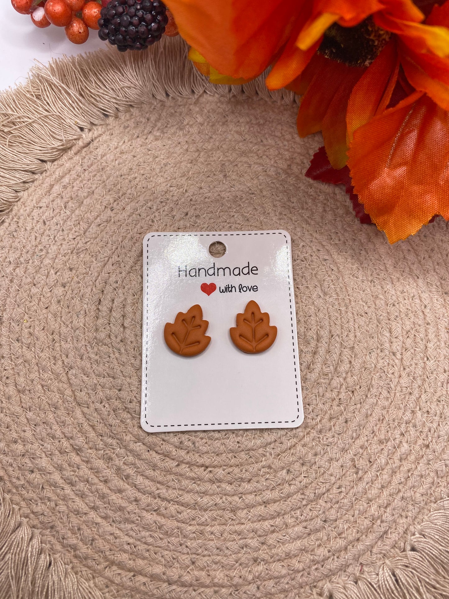 Leaf Studs-Orange