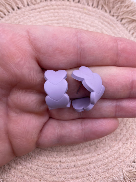 Heart huggie hoops-Lavender