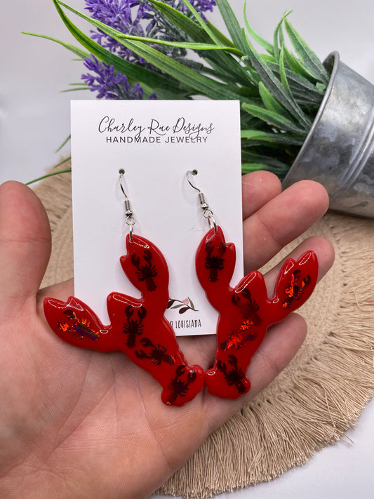 Jumbo crawfish dangles-Glitter