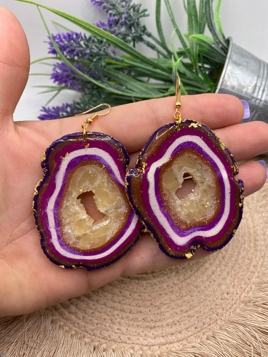 Purple Agate/geode Earrings