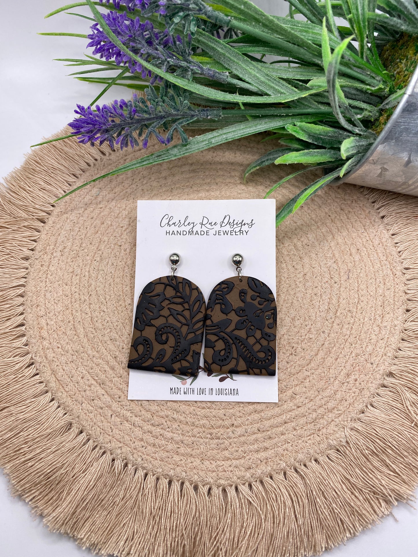 Lovely Lace Dangles- Brown and Black