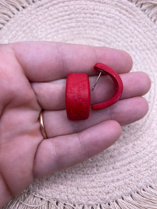 Rose huggie hoops-red