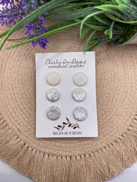 White and Silver stud pack