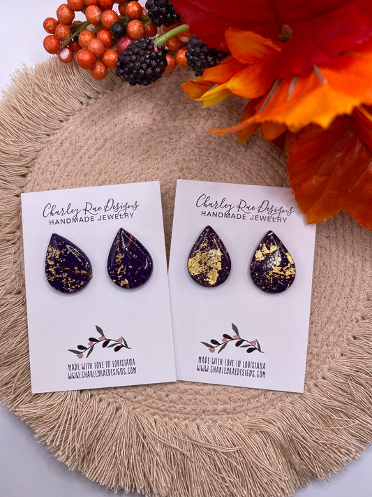 Purple and Gold Jumbo Studs