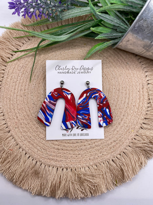 Marbled Arch Dangles-Red, White and Blue