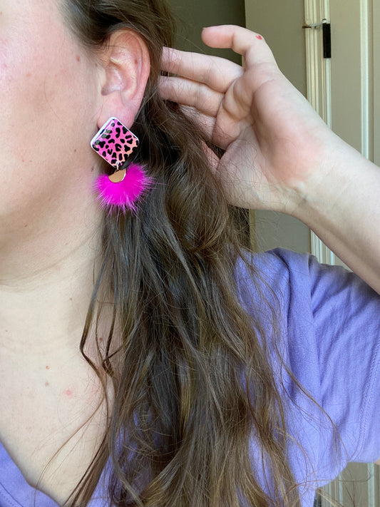 Rainbow cheetah statement studs